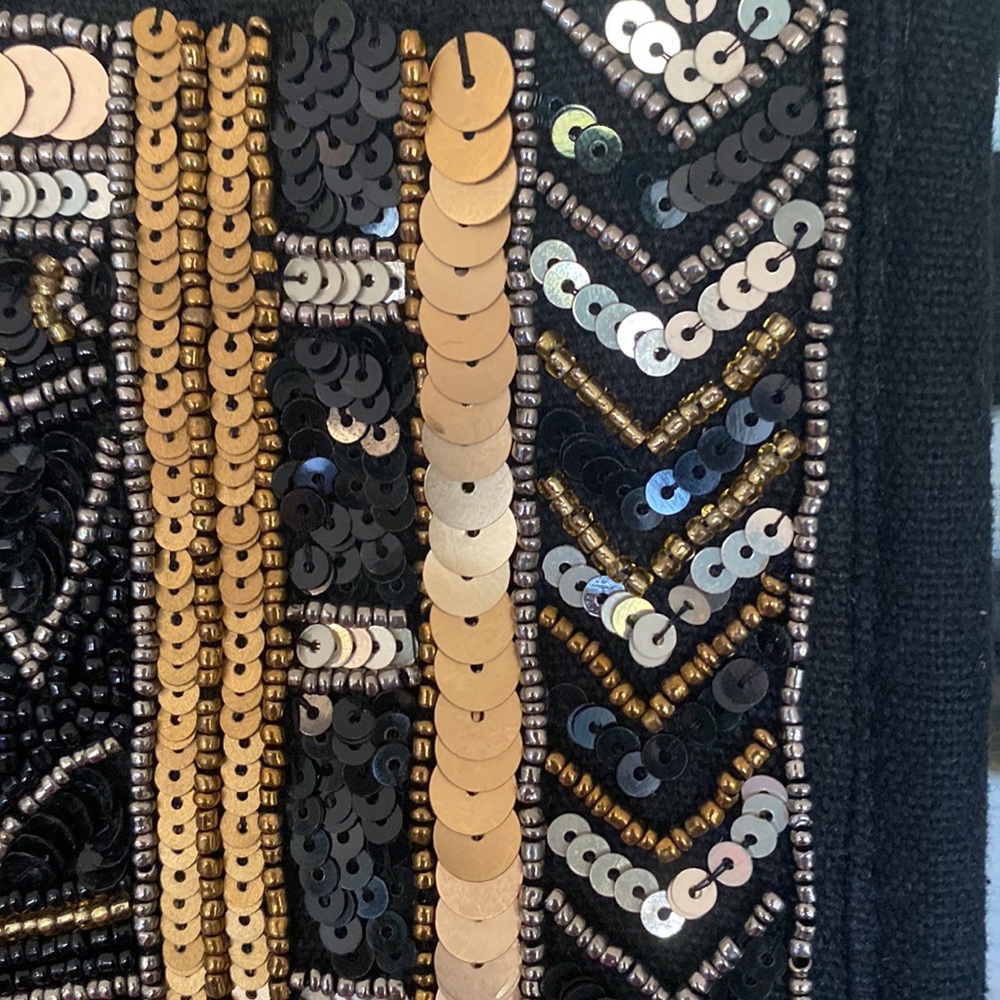NWT Embellished Black and Gold America & Beyond Shoulder Bag - Picture 15 of 16